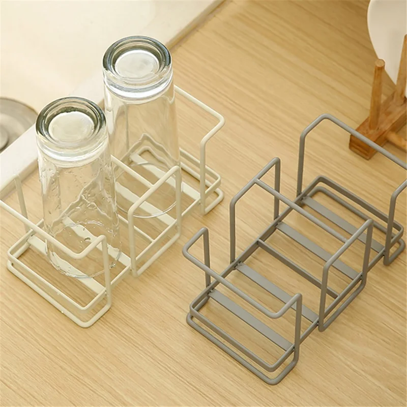 MTAM Desktop Disposable Cups Organizer Paper Cup Holder Dispenser Iron Storage Rack, Double Slot - Warm Grey