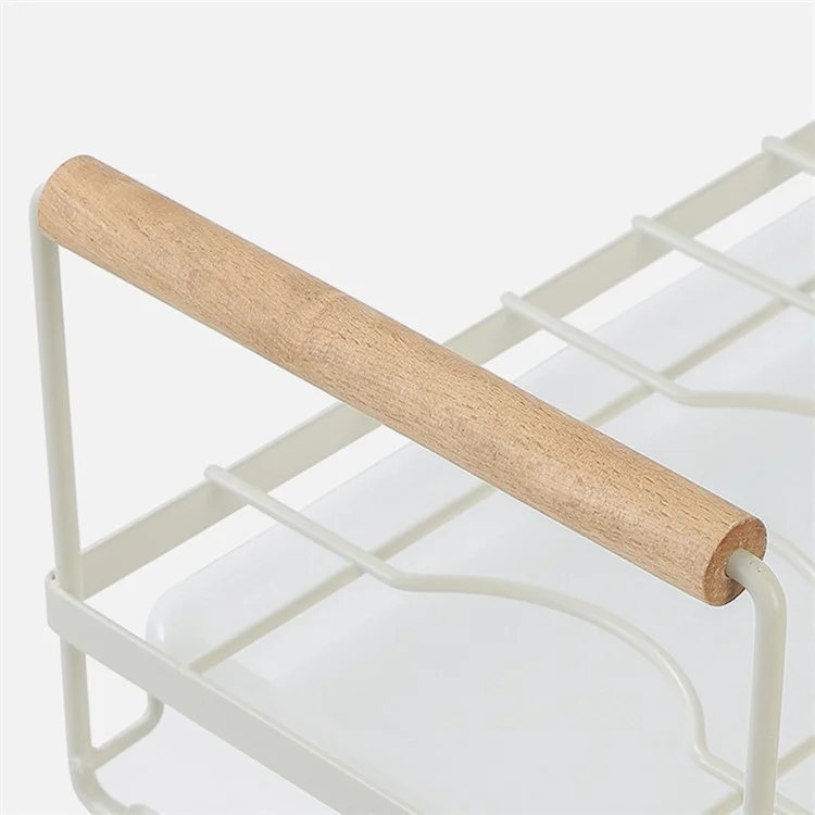 MTAM Bowls Holder Iron+PP Supporto Organizzatore per Ripiano da Cucina con Vassoio Scolapiatti - Crema