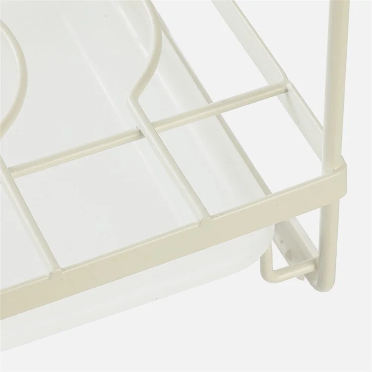 MTAM Bowls Holder Iron+PP Supporto Organizzatore per Ripiano da Cucina con Vassoio Scolapiatti - Crema