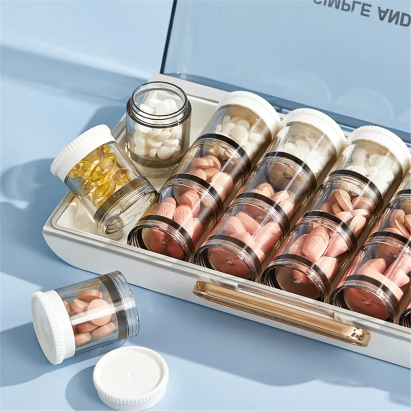 MTAM MZ-J012 Weekly Pill Box 21 Grids Medicine Dispenser Portable Tablets Organizer Storage Container (No FDA Certified, BPA-free) - Orange Yellow