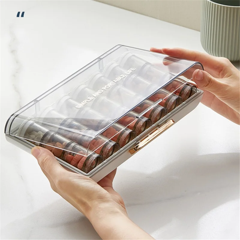 MTAM MZ-J012 Weekly Pill Box 21 Grids Medicine Dispenser Portable Tablets Organizer Storage Container (No FDA Certified, BPA-free) - Orange Yellow