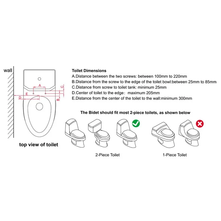 DCB-20001 Bidet de Inodoro Inteligente Estilo Simple Bidet no Eléctrico Accesorio Para el Asiento Del Inodoro