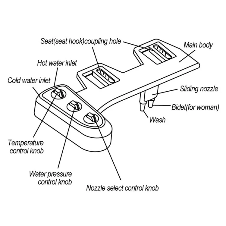 DCB-20001 Smart Toilet Bidet Style Simple Attachement Bidet Non Électrique Pour Siège de Toilette