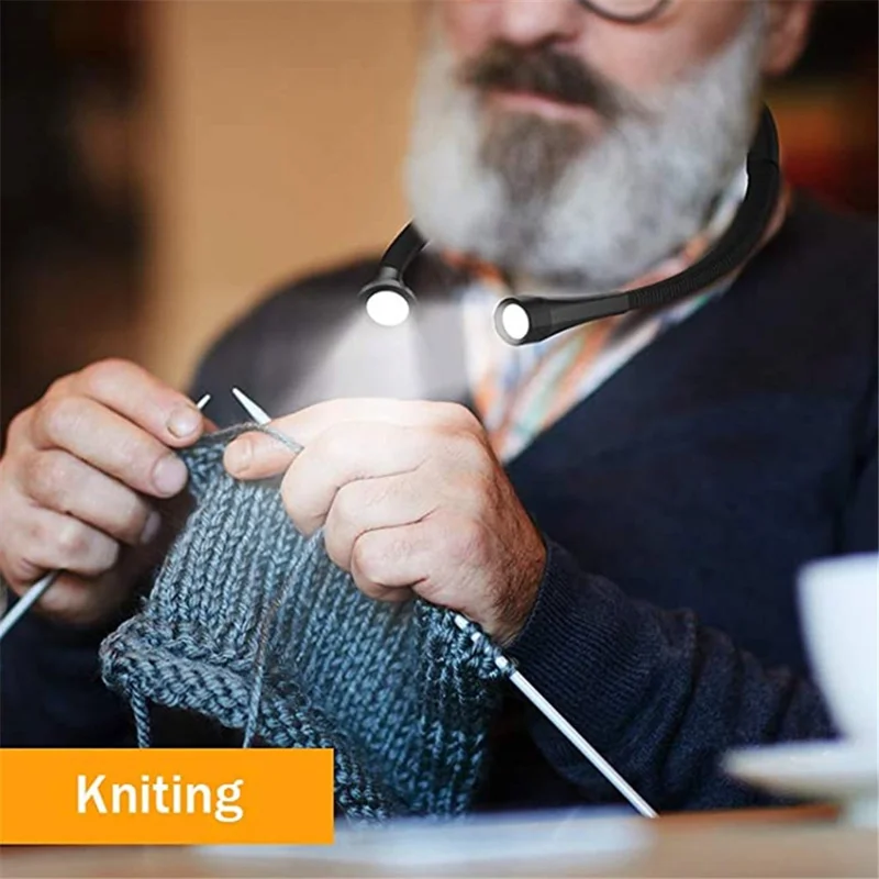 ST-8033 Dimmable LED Neck Reading Light Hands-free Neck Hanging Book Lamp - White