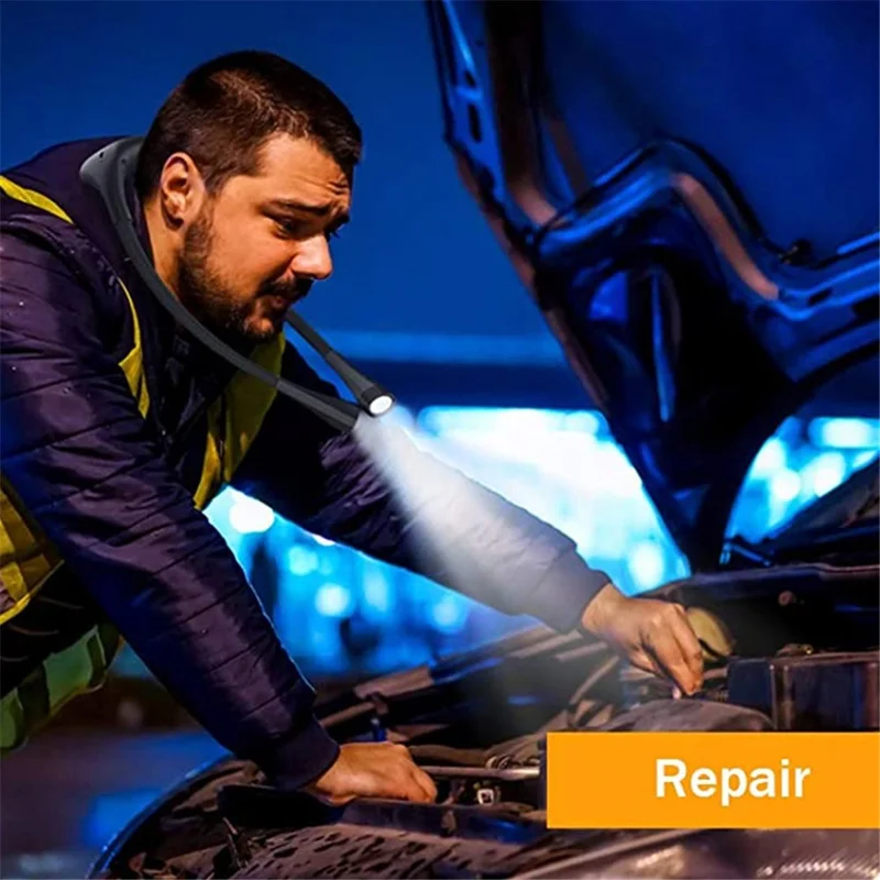 ST-8033 Dimmable LED Neck Reading Light Hands-free Neck Hanging Book Lamp - White