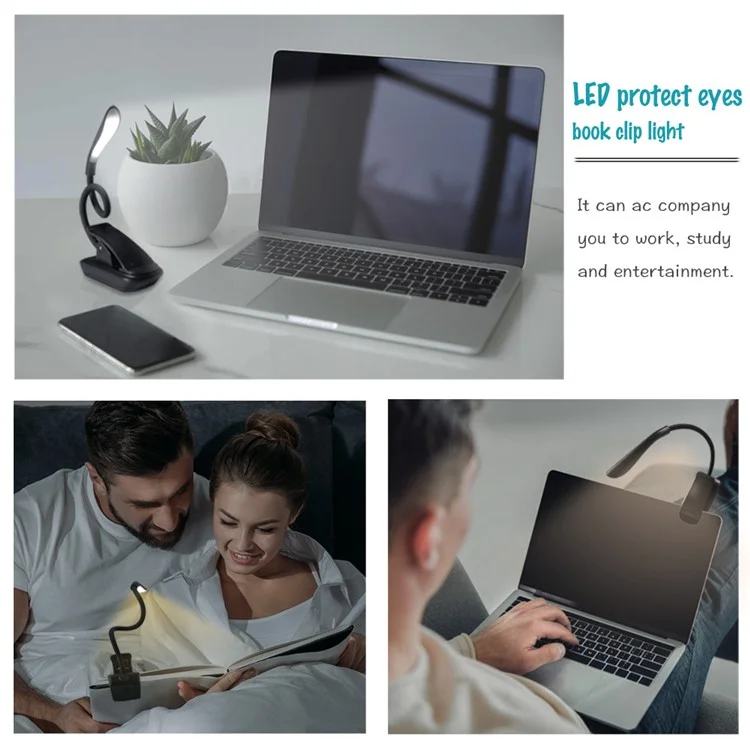 Lampe de lecture à clip alimentée par batterie ST-8032D, 3 températures de couleur, variation de luminosité sans palier