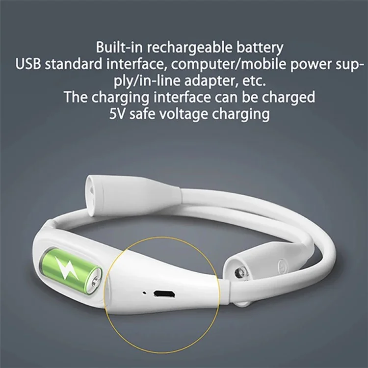 ST-8025 Soft Neckband Neck Hanging LED Reading Light Ricaricabile con Regolazione Continua della Luminosità - Bianco