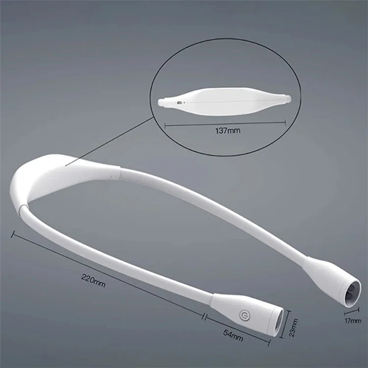 ST-8025 Soft Neckband Neck Hanging LED Reading Light Ricaricabile con Regolazione Continua della Luminosità - Bianco