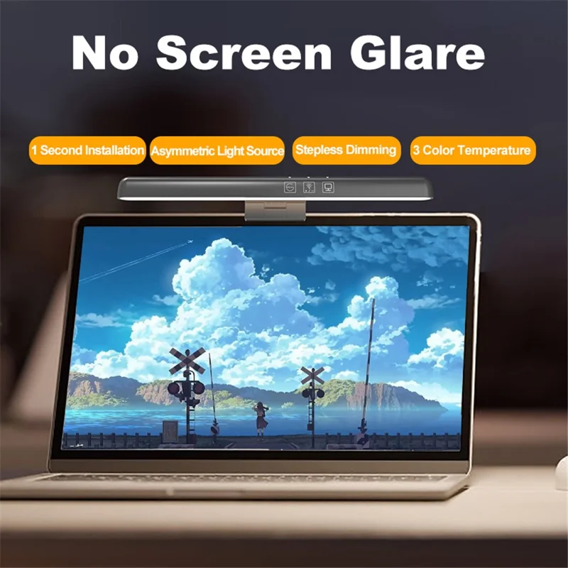 TB-30SH 18cm Computer Screen Light Eye Care Laptop USB Lamp Stepless Dimmable Hanging Light - Black