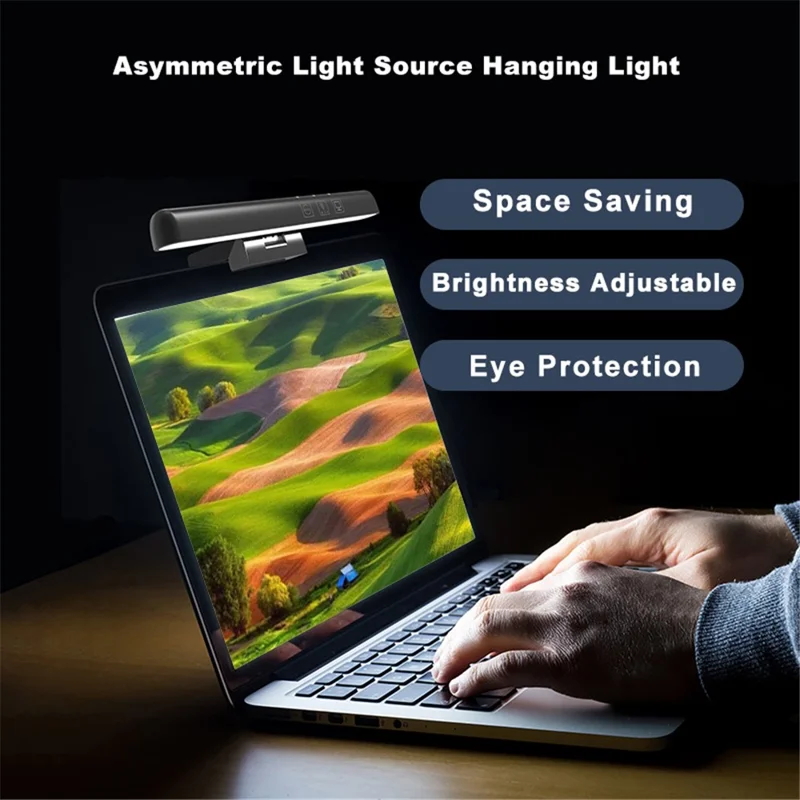 TB-30SH 18cm Computer Screen Light Eye Care Laptop USB Lamp Stepless Dimmable Hanging Light - Black