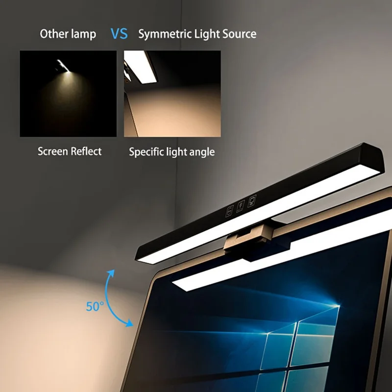 TB-30SA 33cm USB Powered Eye Care Computer PC Monitor Screen Light Bar Hanging Table Lamp - White