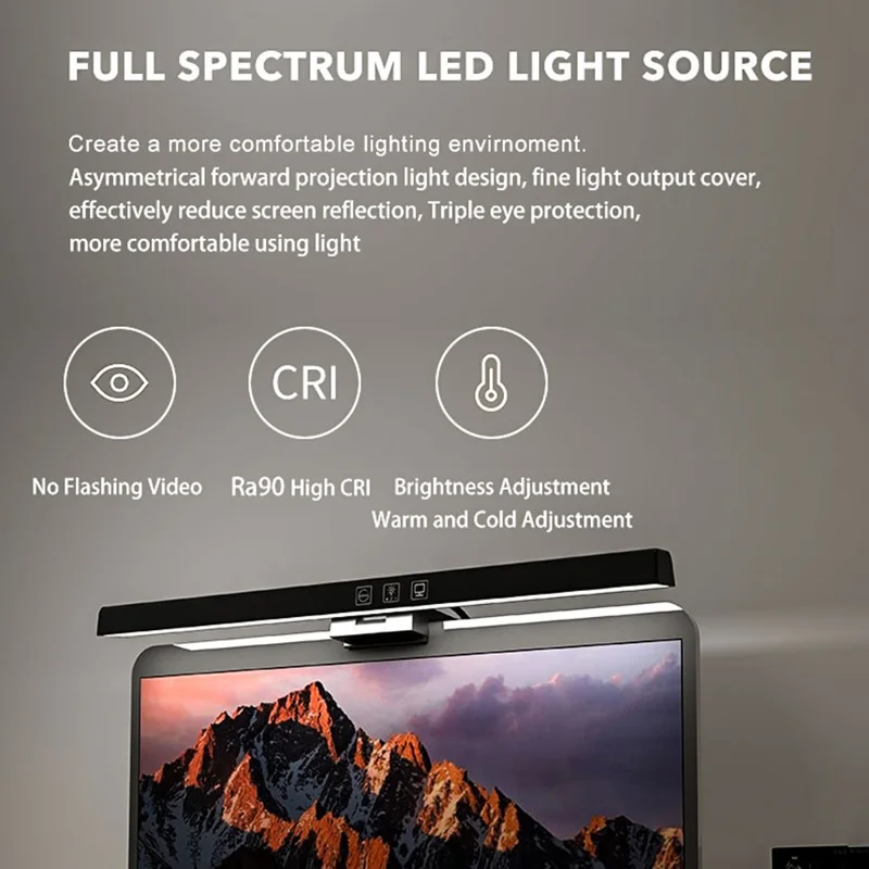 TB-30SA 33cm USB Powered Eye Care Computer PC Monitor Screen Light Bar Hanging Table Lamp - White
