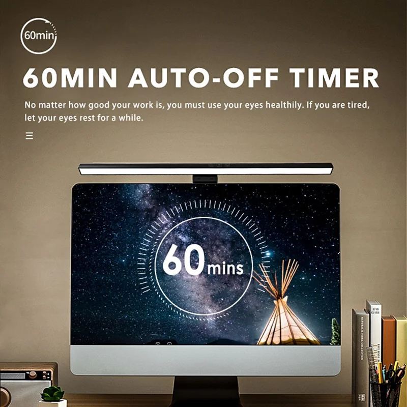 TB-30SA 33cm USB Powered Eye Care Computer PC Monitor Screen Light Bar Hanging Table Lamp - White