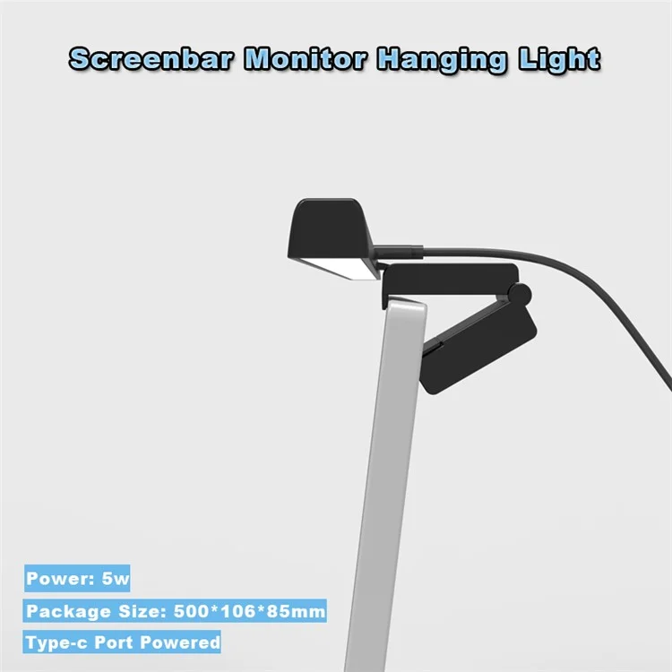 TB-3001 50cm Hanging Light Bar Timer Function Touch Control LED Lamp for Computer Monitor Screen - Black