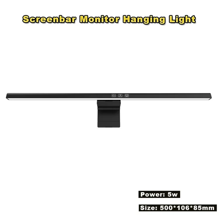TB-3001 50cm Hanging Light Bar Timer Function Touch Control LED Lamp for Computer Monitor Screen - Black