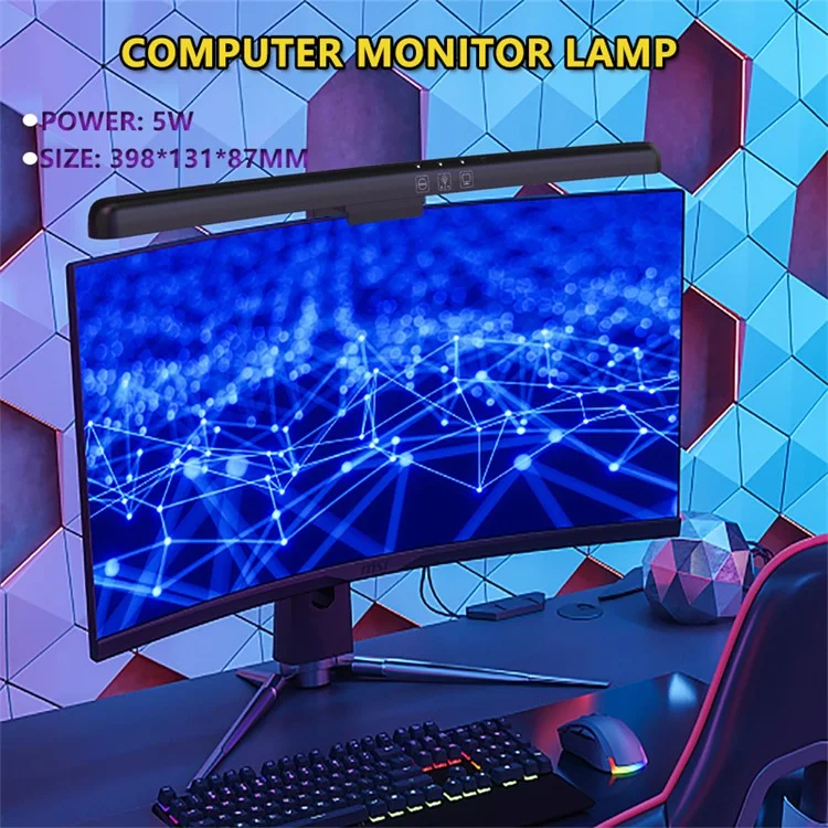 TB-301SF 398mm Hanging Light Bar Touch Control Lamp with 3 Color Temperature Modes for Curved Monitor
