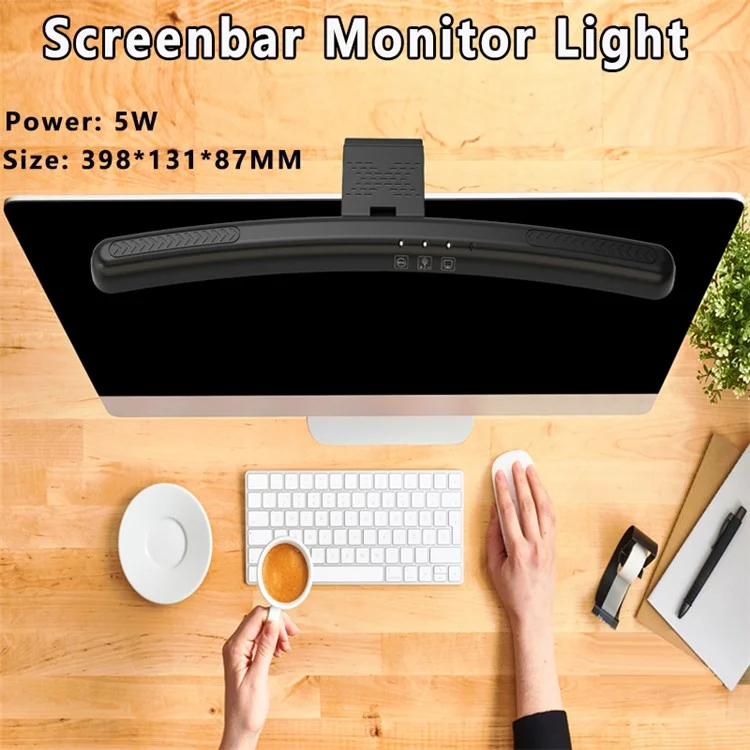 TB-301SF 398mm Hanging Light Bar Touch Control Lamp with 3 Color Temperature Modes for Curved Monitor