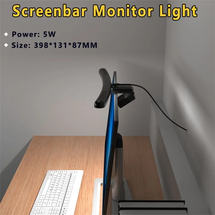 TB-301SF 398mm Hanging Light Bar Touch Control Lamp with 3 Color Temperature Modes for Curved Monitor