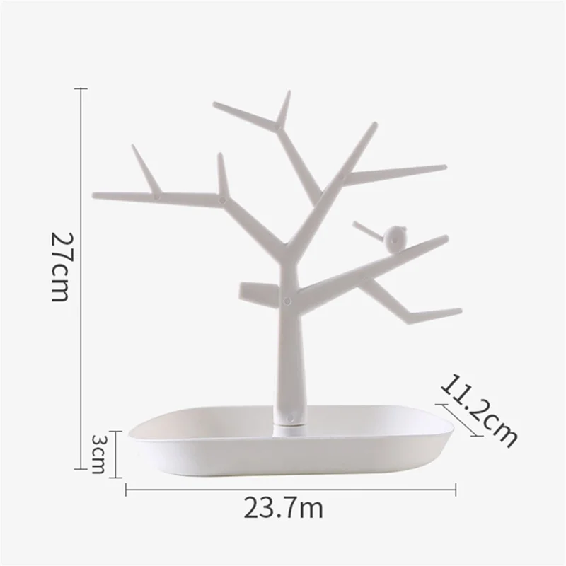 TZ Home Dresser Jewelry Necklace Organizer Stand Bracelet Holder Tree Earring Display Tower Plastic Storage Rack - Black