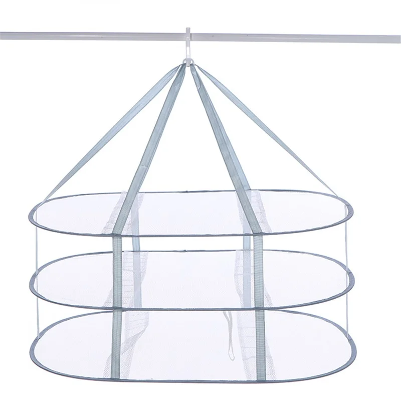 61x76CM Polyester + Stainless Steel 3-Layer Hanging Mesh Dryer Drying Rack Large Drying Net for Underwear