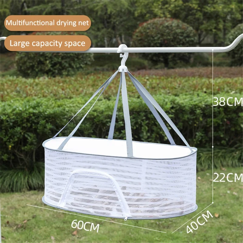 40x60CM Foldable Single-Layer Hanging Mesh Dryer Sweater Drying Rack Drying Net for Underwear, Toy, Herb