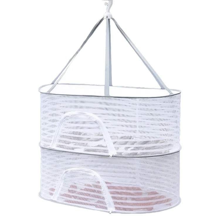 Secador de Roupa 2 Camadas 40x60CM Poliéster + Arame de Aço Rede de Suspensão de Alimentos Rede de Secagem de Suéter