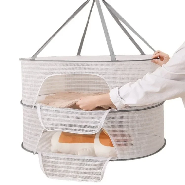 Secador de Roupa 2 Camadas 40x60CM Poliéster + Arame de Aço Rede de Suspensão de Alimentos Rede de Secagem de Suéter