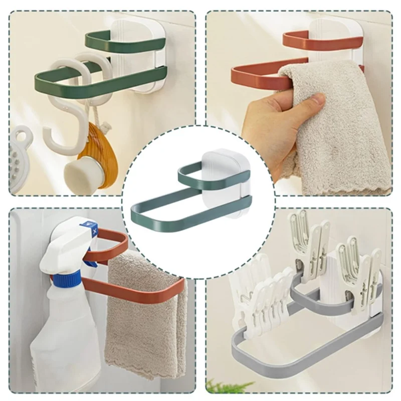 Dual Layer Foldable Storage Shelf for Clothes Hanger Wall-Mounted Clothes Hanger Holder Organizer  - Green