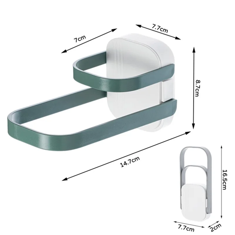 Dual Layer Foldable Storage Shelf for Clothes Hanger Wall-Mounted Clothes Hanger Holder Organizer  - Green