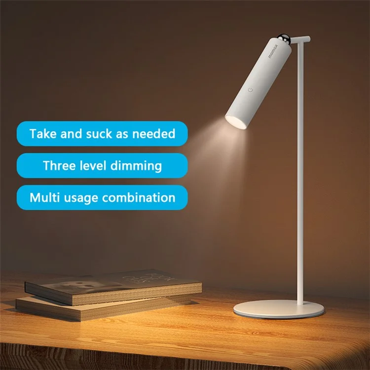 MOMAX QL12 SnapLux Multifunktionale kabellose magnetische Nachtbeleuchtung mit Helligkeitseinstellung, Tischlampe, Weiß