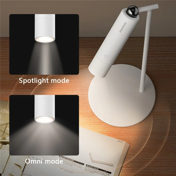 MOMAX QL12 SnapLux Multifunktionale kabellose magnetische Nachtbeleuchtung mit Helligkeitseinstellung, Tischlampe, Weiß