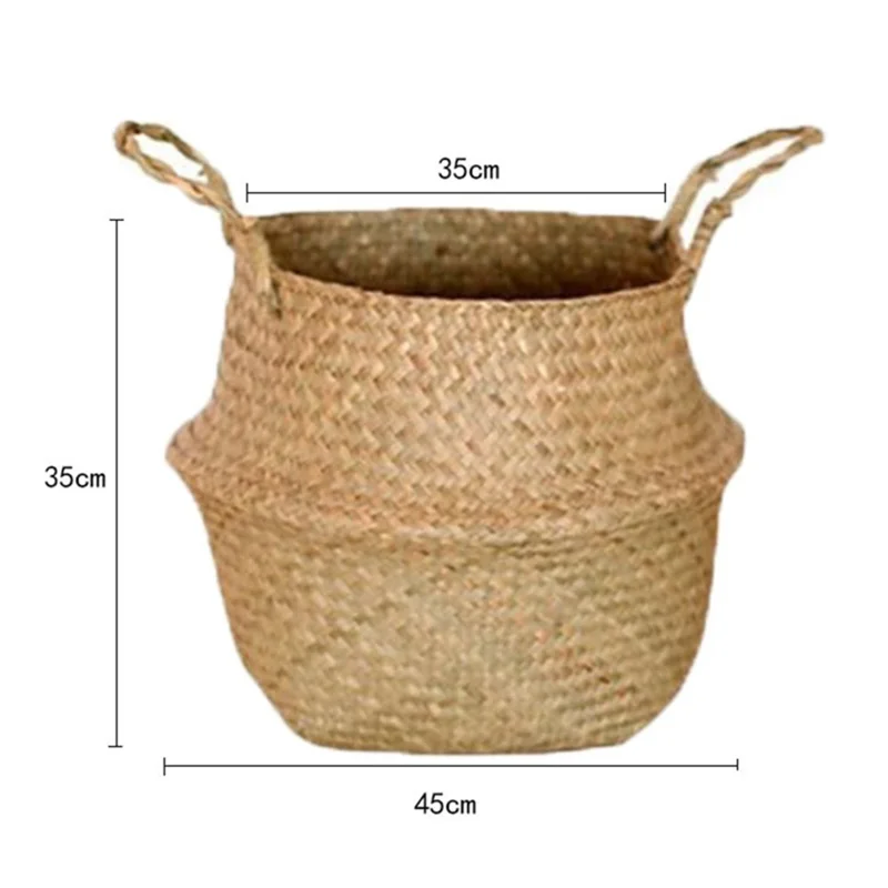 Foldable Plant Pot Multi-function Toys Storage Woven Basket with Handle, Size XXL
