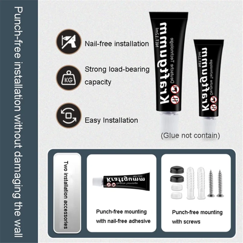 Carbon Steel Wall Mounted Bathroom Toilet Paper Roll Holder Mobile Phone Storage Shelf - Black