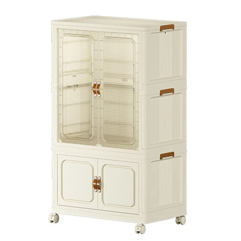 9010-1+1 Foldable Wardrobe + Storage Box with Wheels for Kids Toy Clothes