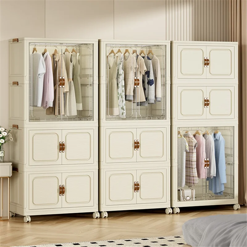 9010-1+1 Foldable Wardrobe + Storage Box with Wheels for Kids Toy Clothes