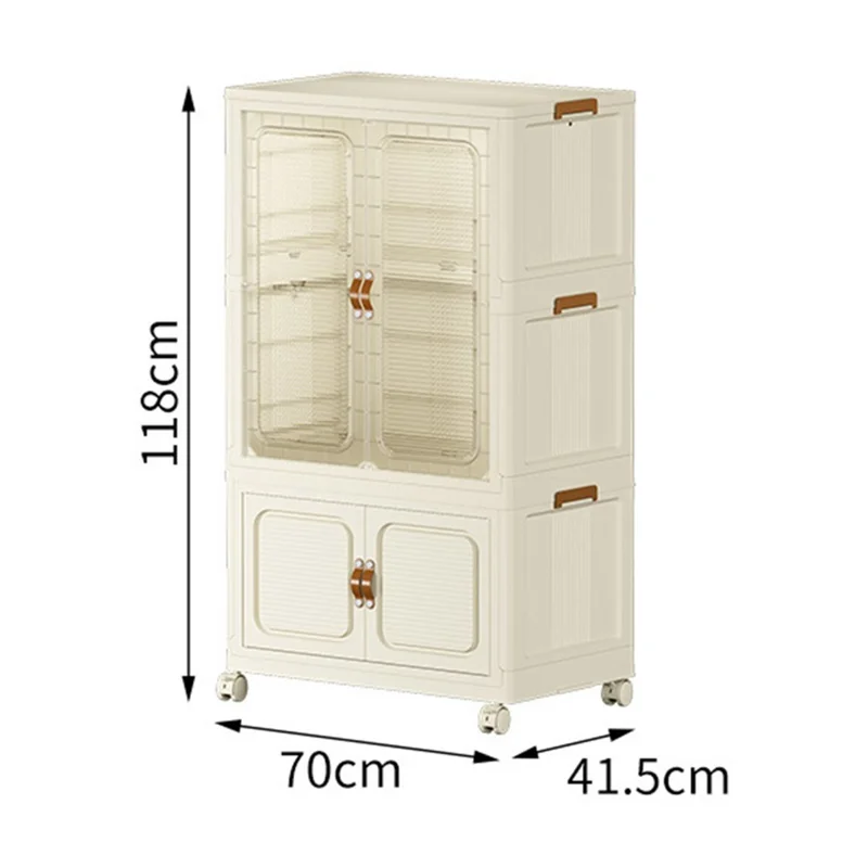 9010-1+1 Foldable Wardrobe + Storage Box with Wheels for Kids Toy Clothes