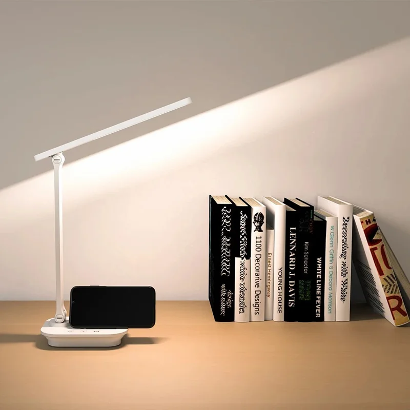 TB-87S LED Eye-Care Desk Study Lamp Bedside Night Light for Students, USB Cable Powered - White