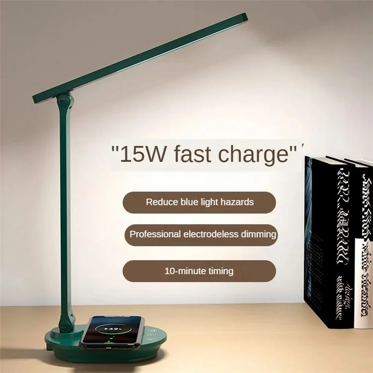 TB-88SWK Dimmable Touch LED Desk Lamp with Wireless Phone Charger, USB Powered Study Light - Pink