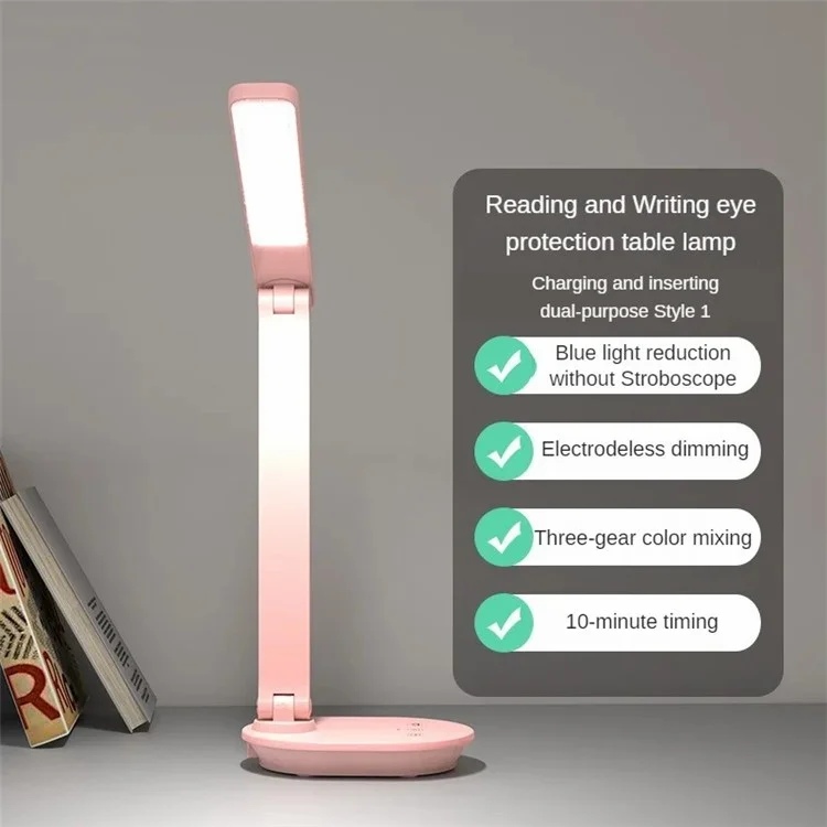 TB-88SWK Dimmable Touch LED Desk Lamp with Wireless Phone Charger, USB Powered Study Light - White