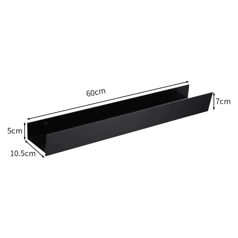 5304 60cm Simple Bathroom Kitchen Wall Mounted Aluminum Storage Rack - Black