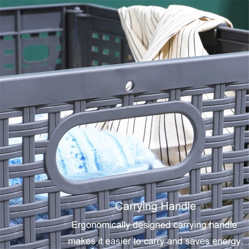 Size XL Partition Compartment Laundry Basket Foldable PP Clothes Hamper Box with Lid - Grey