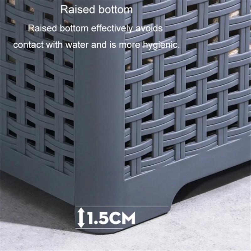 Size XL Partition Compartment Laundry Basket Foldable PP Clothes Hamper Box with Lid - Grey