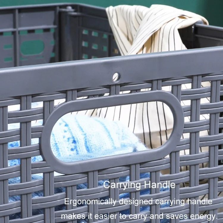Size XL Partition Compartment Laundry Basket Foldable PP Clothes Hamper Box with Lid - Black