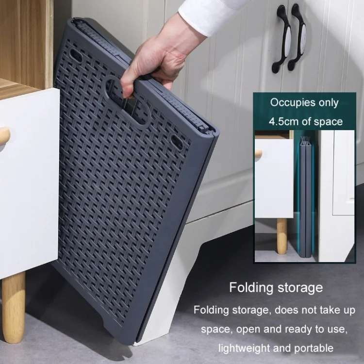 Size XL Partition Compartment Laundry Basket Foldable PP Clothes Hamper Box with Lid - Black