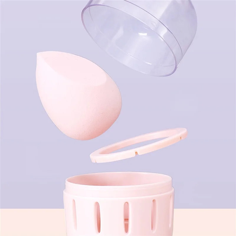 HZ007-1P Makeup Egg ABS Storage Box Portable Breathable Sponge Makeup Egg Box with Clear Lid
