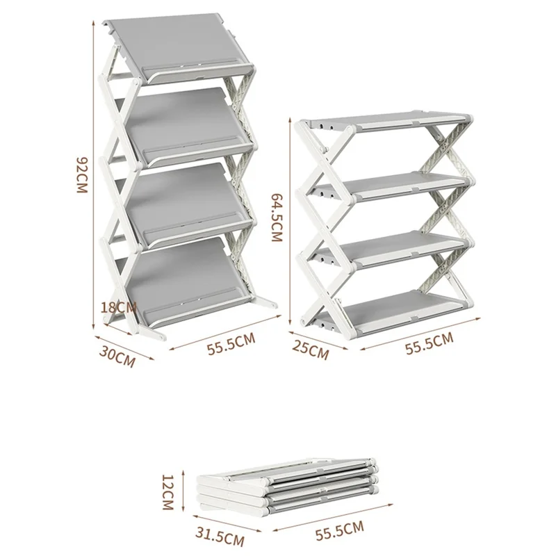 ZY-DF024 Foldable 4 Layer Shoe Rack Space Saving Home Dormitory Shoes Holder