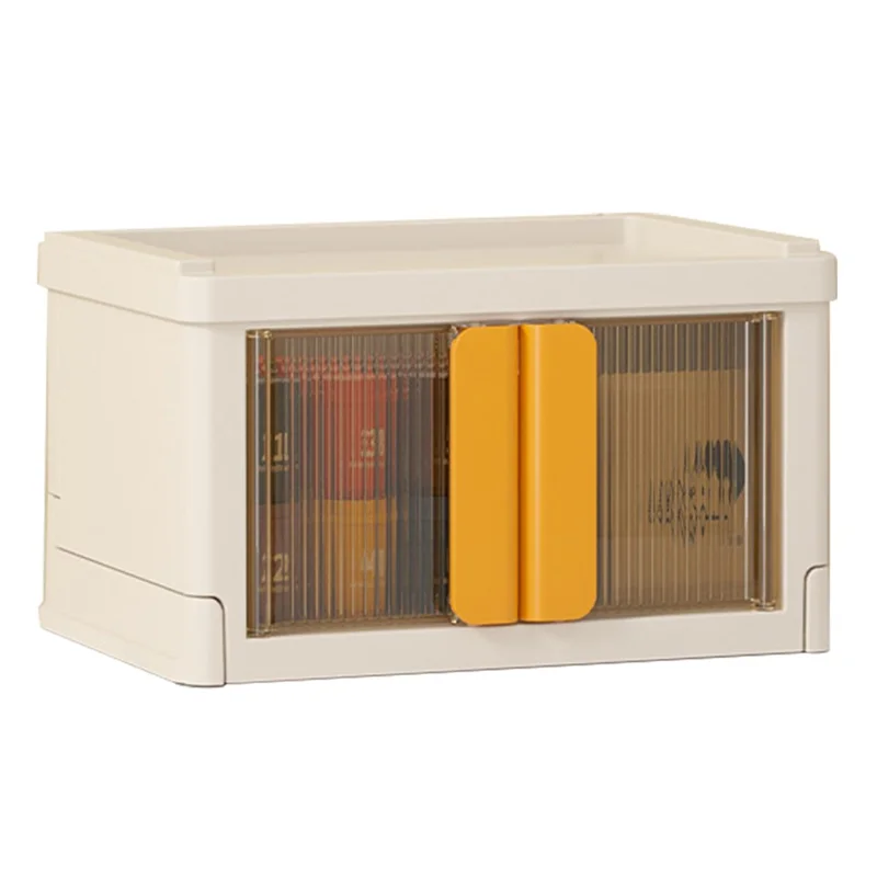 ZY-HE075 Foldable Transparent Plastic Storage Box (No Installation Required) - Orange
