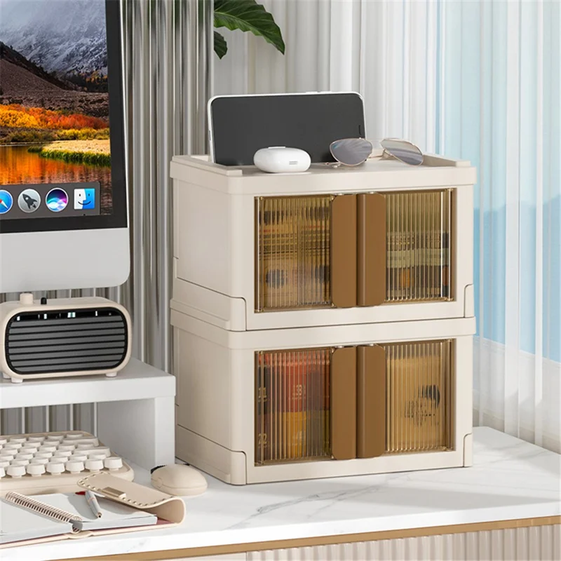 ZY-HE075 Foldable Transparent Plastic Storage Box (No Installation Required) - Orange