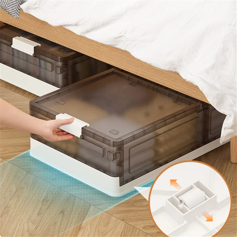 ZY-HE076 50.7L Underbed Pulley Sorting Box Foldable Storage Box with Wheels, Heightened Type