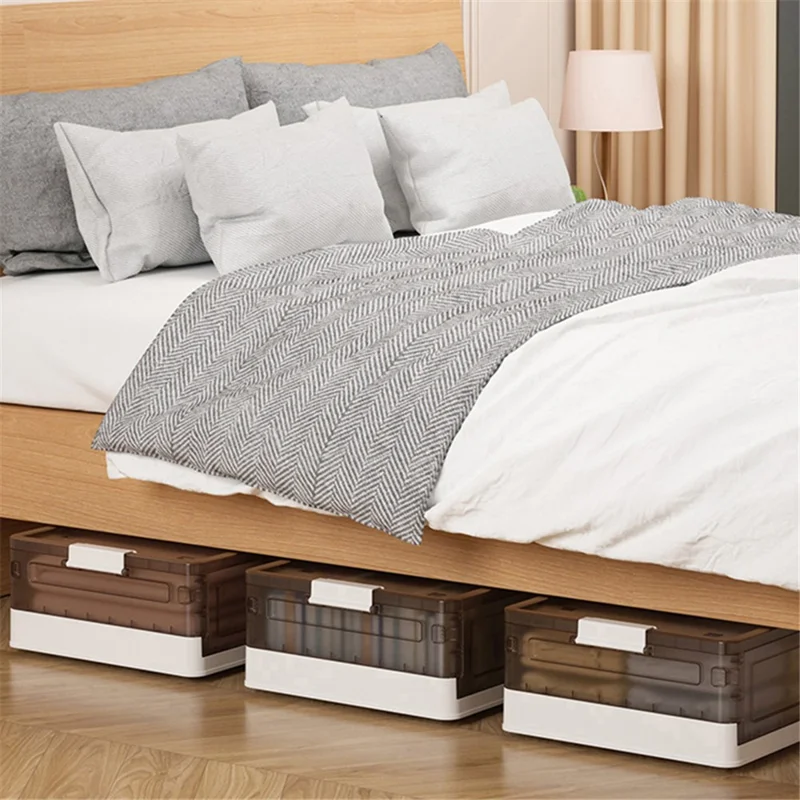 ZY-HE076 50.7L Underbed Pulley Sorting Box Foldable Storage Box with Wheels, Heightened Type